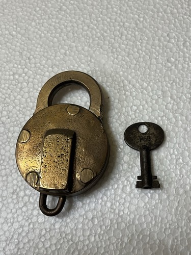 Antique brass pad lock - antique, ames